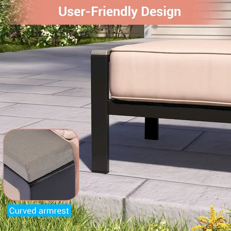 Set da Patio in Rattan per Esterni da 7 Pezzi con Divano a 3 Posti, Cuscini Spessi, Tavolino da Caffè e Telaio Robusto
