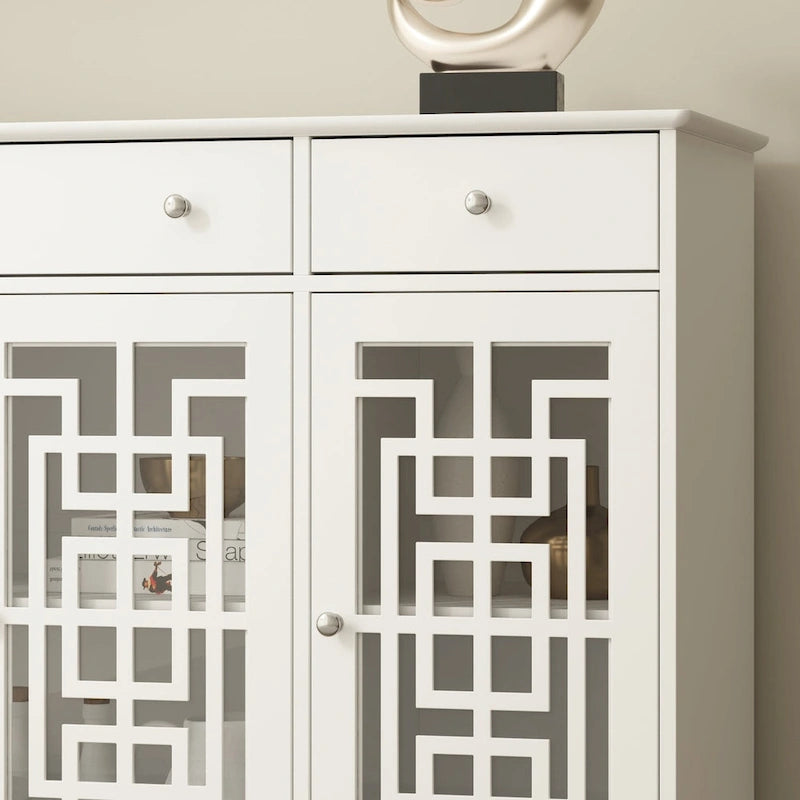 Credenza a buffet moderna con ante in vetro e struttura in legno stile colonico
