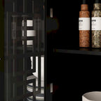 Credenza a buffet moderna con ante in vetro e struttura in legno stile colonico