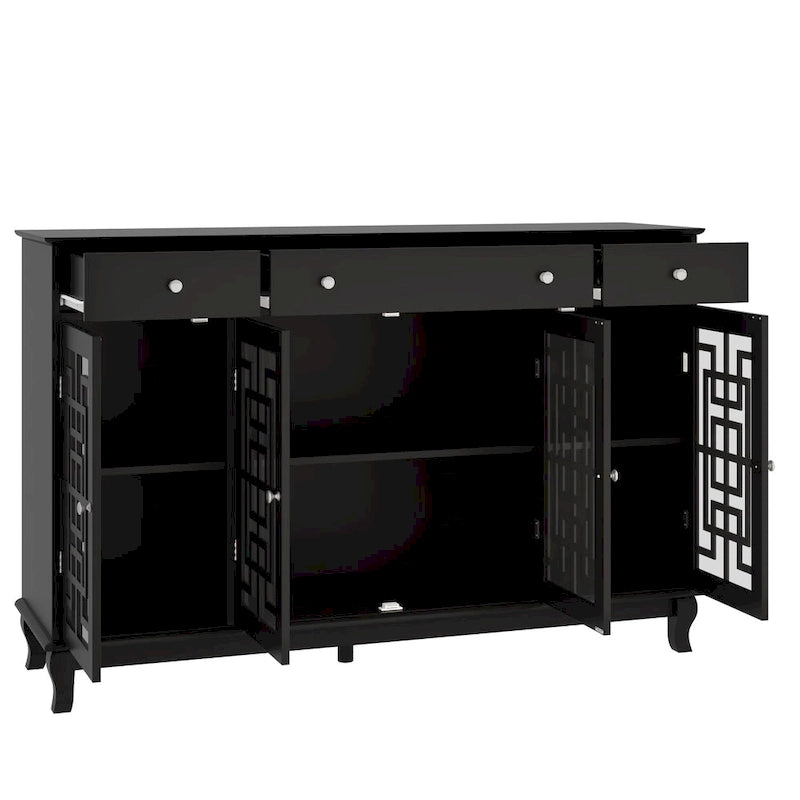 Credenza a buffet moderna con ante in vetro e struttura in legno stile colonico
