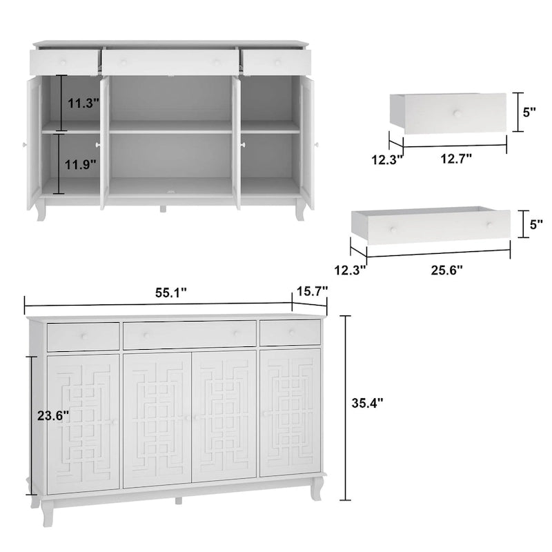 Credenza a buffet moderna con ante in vetro e struttura in legno stile colonico