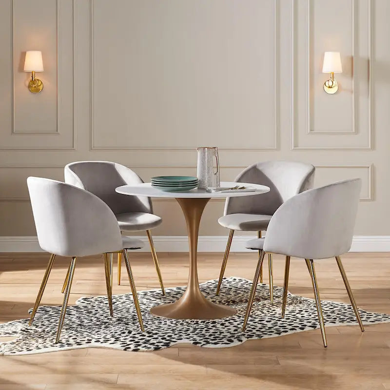 Tavolo da pranzo JASIWAY moderno con piano in finto marmo e base in ferro battuto