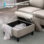 Divano componibile a L convertibile Mixoy a 3 posti con pouf contenitore, chaise longue reversibile - 218 cm x 71 cm x 78 cm