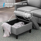 Divano componibile a L convertibile Mixoy a 3 posti con pouf contenitore, chaise longue reversibile - 218 cm x 71 cm x 78 cm