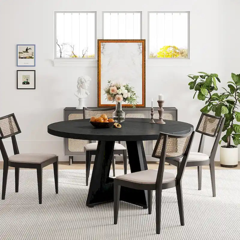 Tavolo da pranzo rotondo per 4 persone, tavolo da cucina da 120 cm in stile rustico, tavolino da pranzo