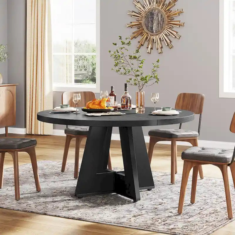 Tavolo da pranzo rotondo per 4 persone, tavolo da cucina da 120 cm in stile rustico, tavolino da pranzo