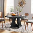 Tavolo da pranzo rotondo per 4 persone, tavolo da cucina da 120 cm in stile rustico, tavolino da pranzo
