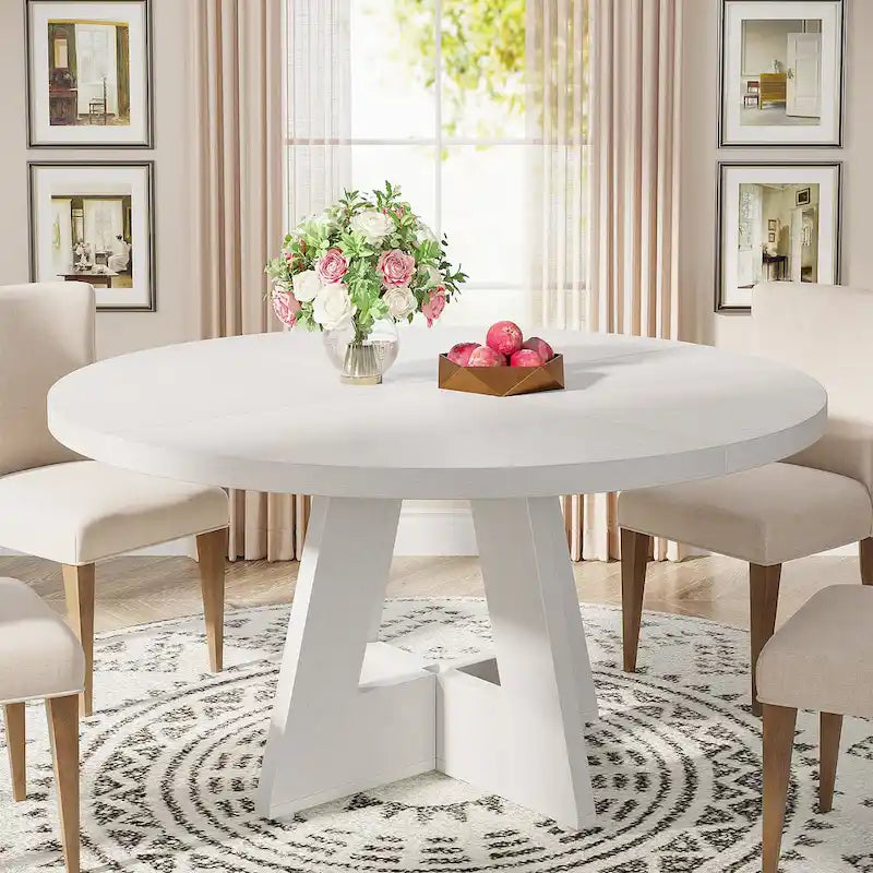 Tavolo da pranzo rotondo per 4 persone, tavolo da cucina da 120 cm in stile rustico, tavolino da pranzo