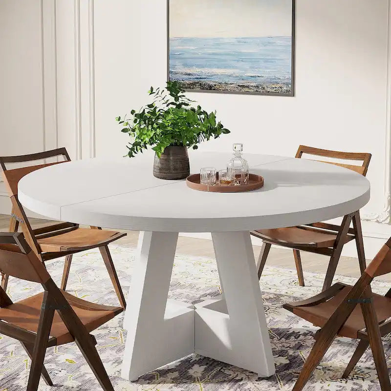 Tavolo da pranzo rotondo per 4 persone, tavolo da cucina da 120 cm in stile rustico, tavolino da pranzo