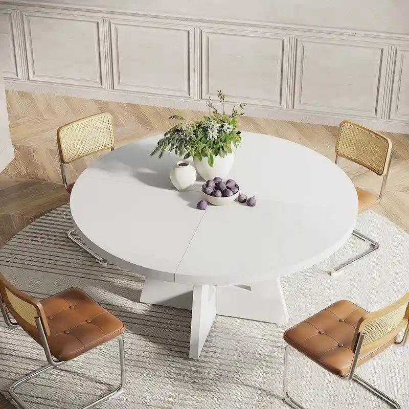Tavolo da pranzo rotondo per 4 persone, tavolo da cucina da 120 cm in stile rustico, tavolino da pranzo
