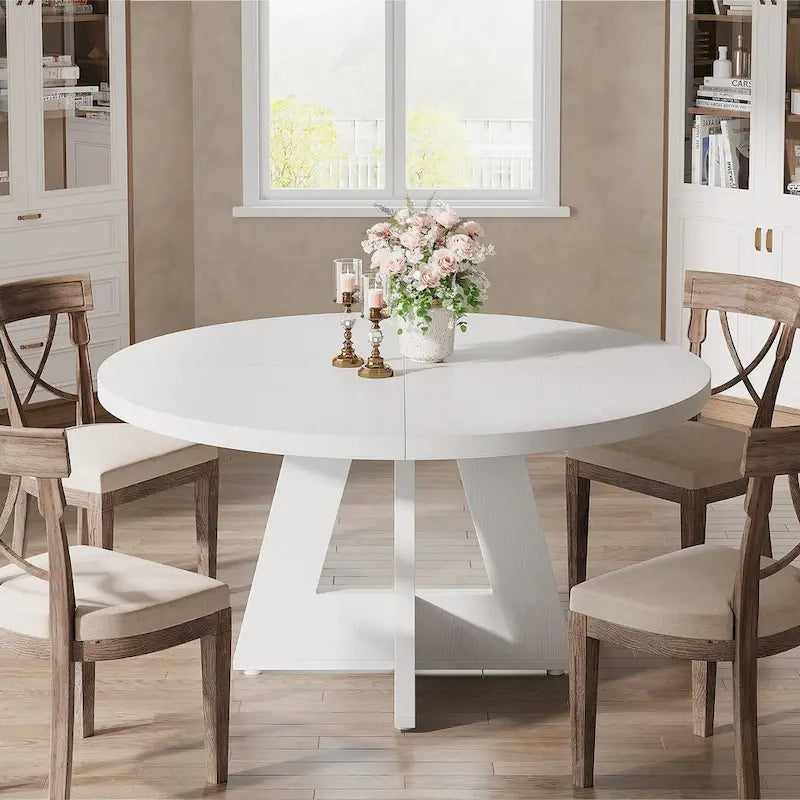 Tavolo da pranzo rotondo per 4 persone, tavolo da cucina da 120 cm in stile rustico, tavolino da pranzo