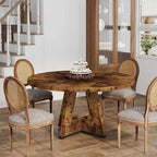 Tavolo da pranzo rotondo per 4 persone, tavolo da cucina da 120 cm in stile rustico, tavolino da pranzo