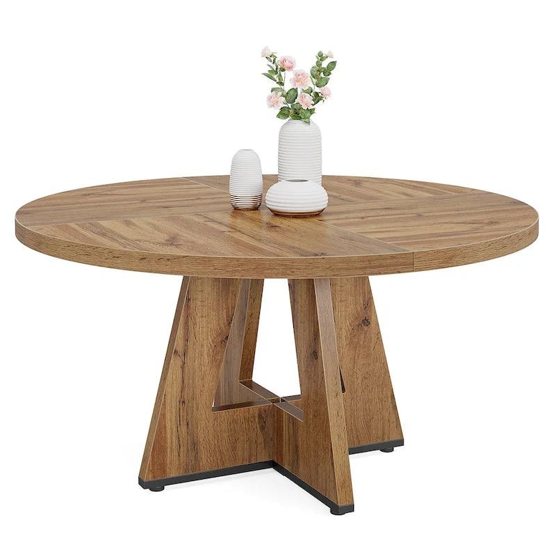 Tavolo da pranzo rotondo per 4 persone, tavolo da cucina da 120 cm in stile rustico, tavolino da pranzo