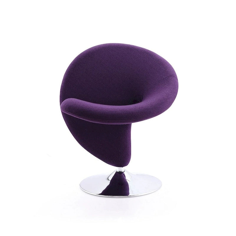 Poltrona girevole accent Curl Chrome di Manhattan Comfort in misto lana (Set di 2)