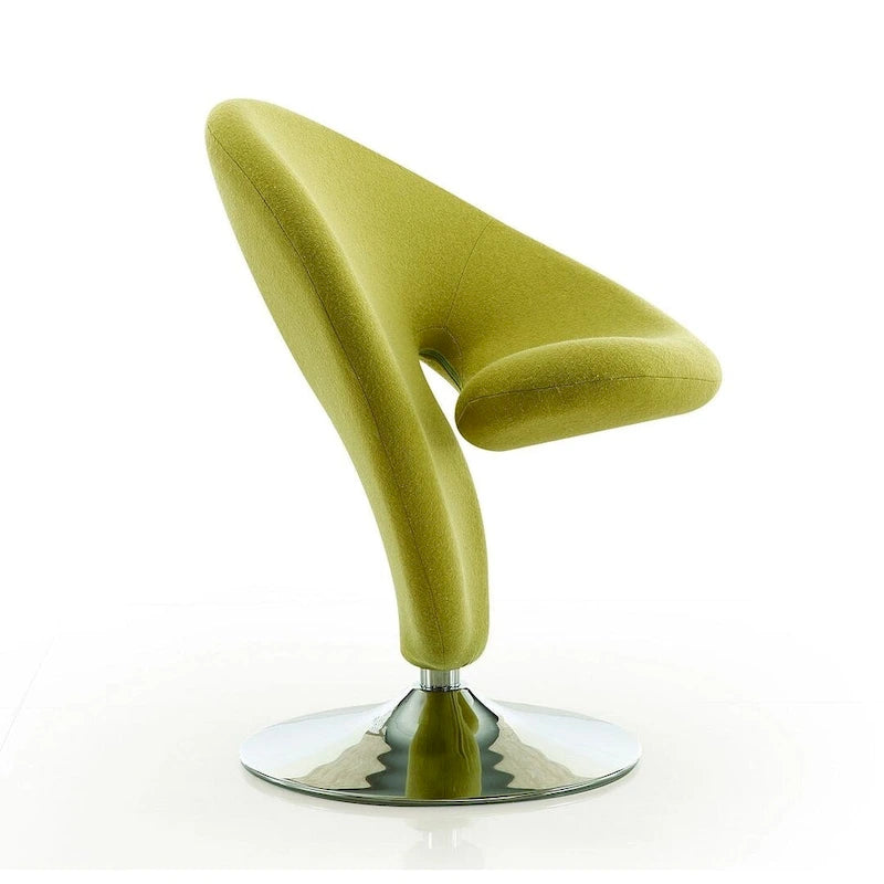 Poltrona girevole accent Curl Chrome di Manhattan Comfort in misto lana (Set di 2)