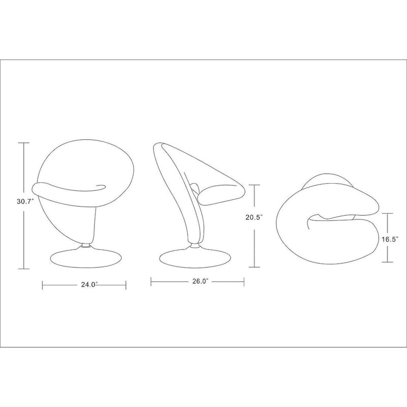 Poltrona girevole accent Curl Chrome di Manhattan Comfort in misto lana (Set di 2)