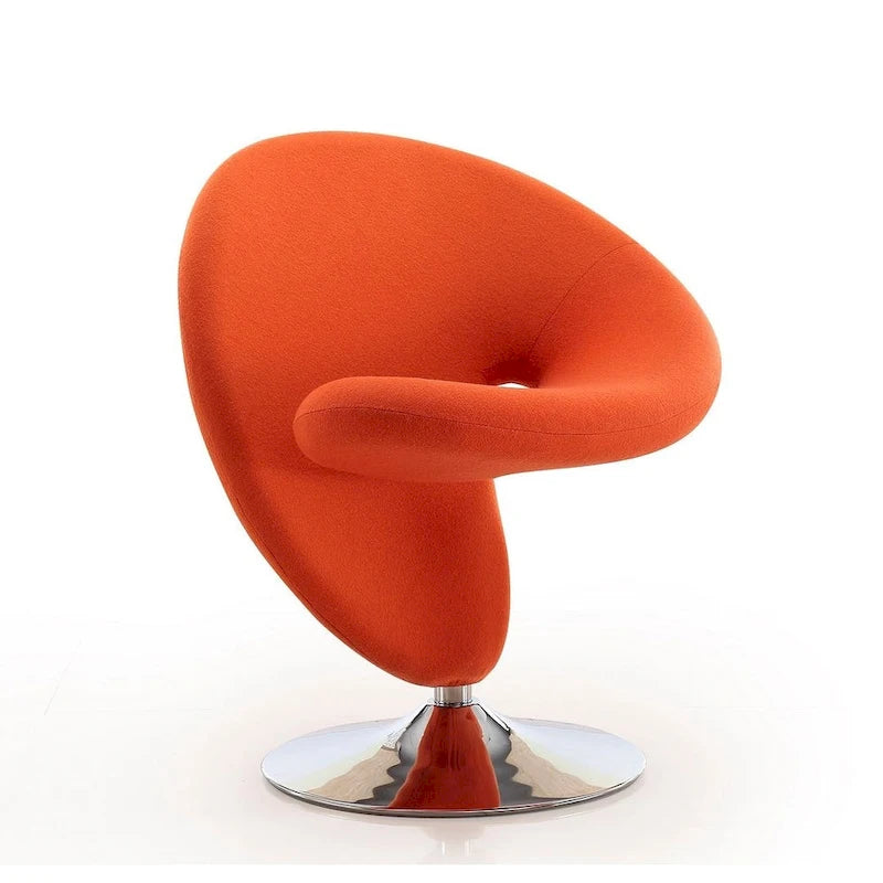 Poltrona girevole accent Curl Chrome di Manhattan Comfort in misto lana (Set di 2)