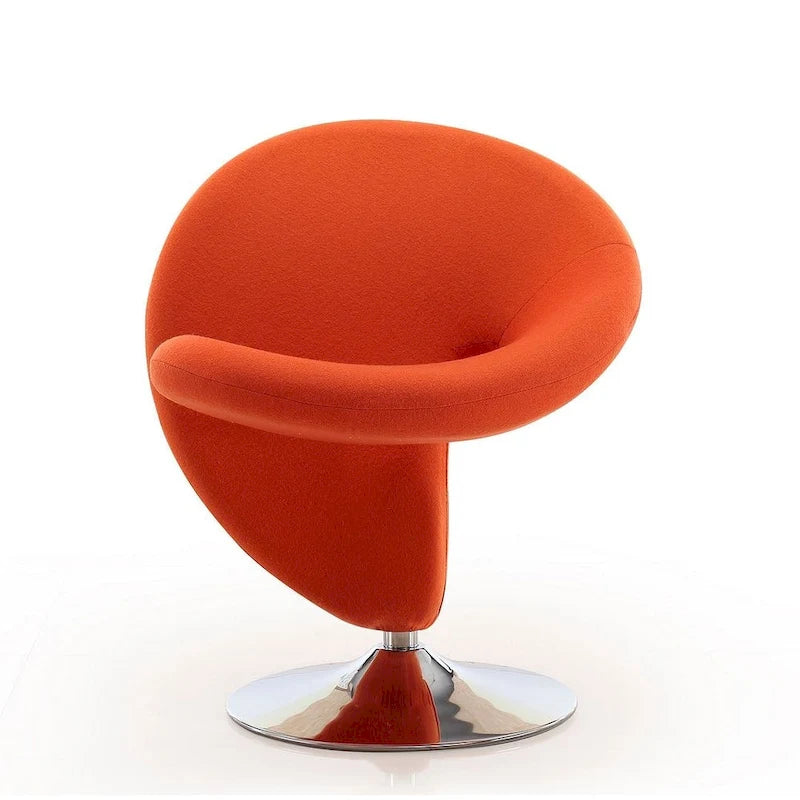 Poltrona girevole accent Curl Chrome di Manhattan Comfort in misto lana (Set di 2)