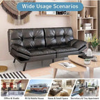 Divano Letto Futon, Divano Pieghevole in Memory Foam Convertibile per Due Posti Letto con Braccioli Regolabili per Piccoli Spazi