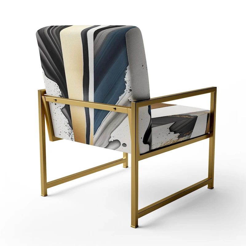 Designart Black And Gold Cubic Expression VII Poltrona d'accento moderna e contemporanea imbottita e Poltrona moderna