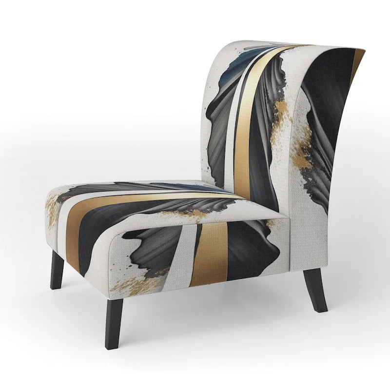 Designart Black And Gold Cubic Expression VII Poltrona d'accento moderna e contemporanea imbottita e Poltrona moderna