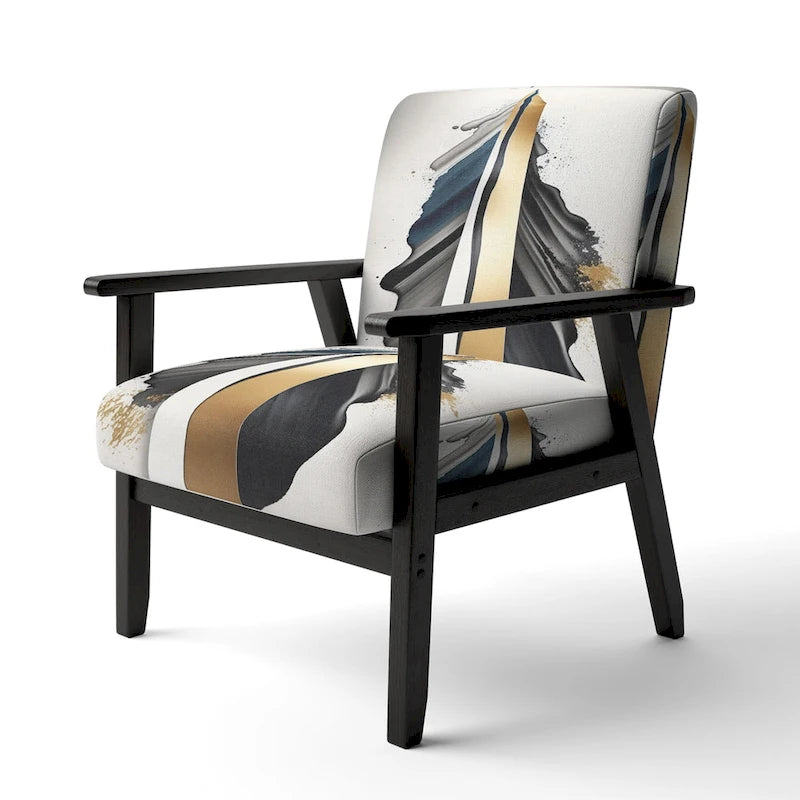 Designart Black And Gold Cubic Expression VII Poltrona d'accento moderna e contemporanea imbottita e Poltrona moderna