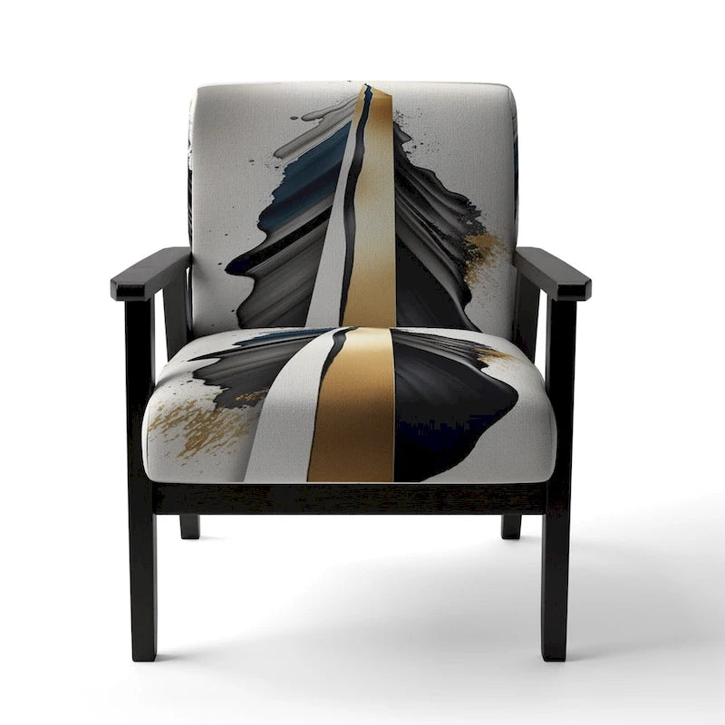 Designart Black And Gold Cubic Expression VII Poltrona d'accento moderna e contemporanea imbottita e Poltrona moderna