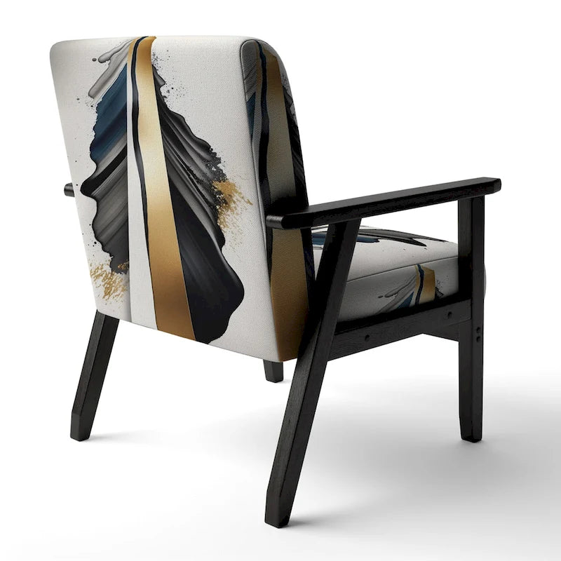 Designart Black And Gold Cubic Expression VII Poltrona d'accento moderna e contemporanea imbottita e Poltrona moderna