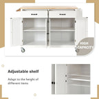 Carrello da cucina con ripiano in legno massiccio da 54,3" con mobile a 4 ante e 2 cassetti