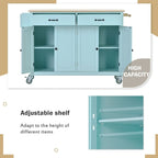 Carrello da cucina con ripiano in legno massiccio da 54,3" con mobile a 4 ante e 2 cassetti