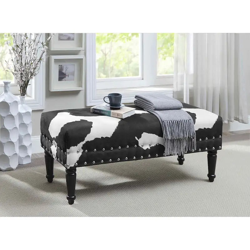 Panca in finto pelo bovino Designs4Comfort di Convenience Concepts con borchie decorative