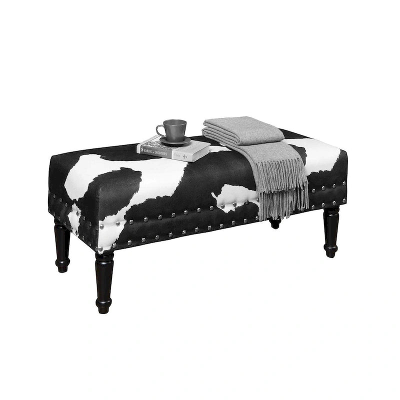 Panca in finto pelo bovino Designs4Comfort di Convenience Concepts con borchie decorative
