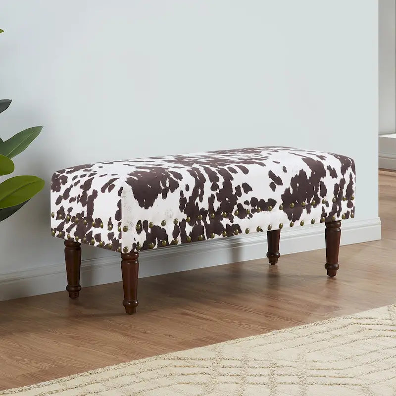 Panca in finto pelo bovino Designs4Comfort di Convenience Concepts con borchie decorative