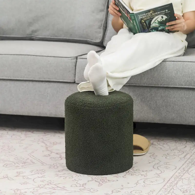Adeco Poggiapiedi Pouf 33 cm Sgabello in Tessuto per Soggiorno Camera da Letto