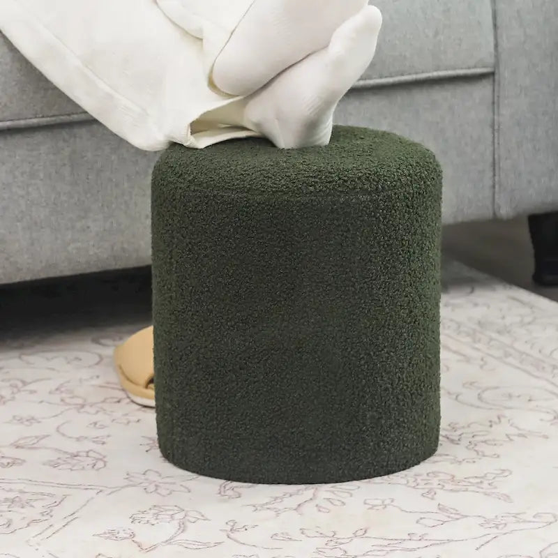 Adeco Poggiapiedi Pouf 33 cm Sgabello in Tessuto per Soggiorno Camera da Letto