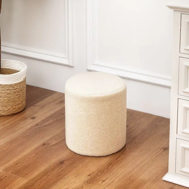 Adeco Poggiapiedi Pouf 33 cm Sgabello in Tessuto per Soggiorno Camera da Letto