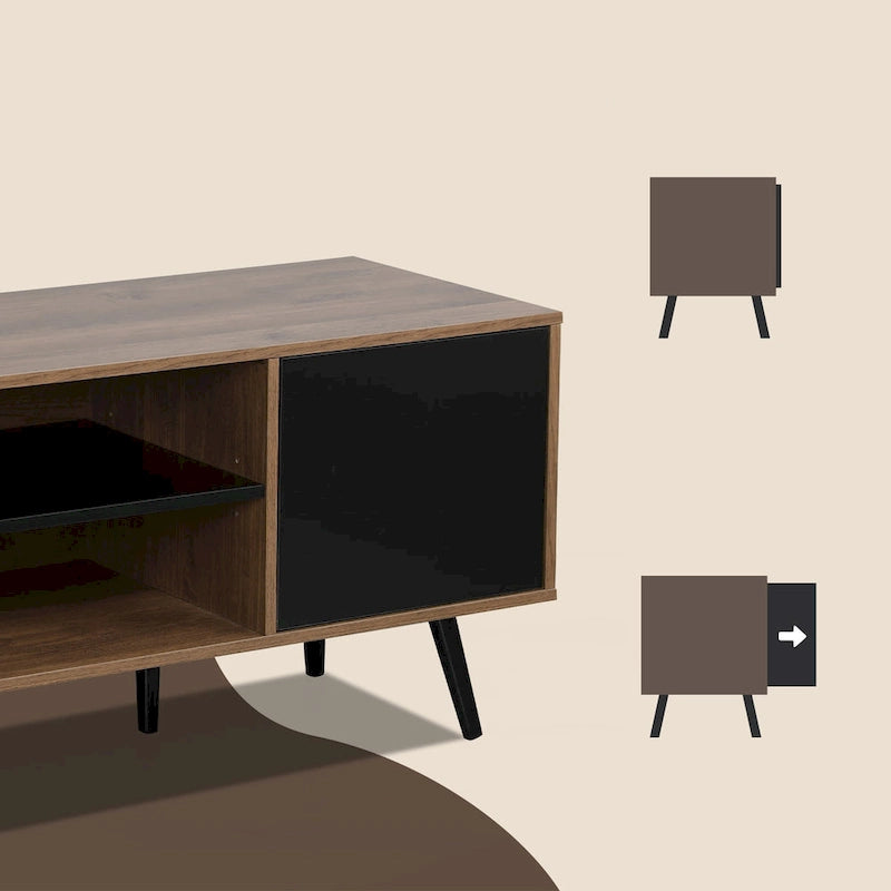 Supporto TV moderno AVAWING Mid-Century per televisori fino a 60 pollici con contenitore e ripiano aperto