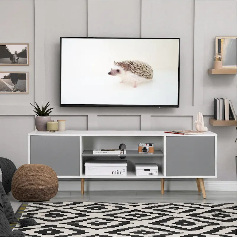 Supporto TV moderno AVAWING Mid-Century per televisori fino a 60 pollici con contenitore e ripiano aperto