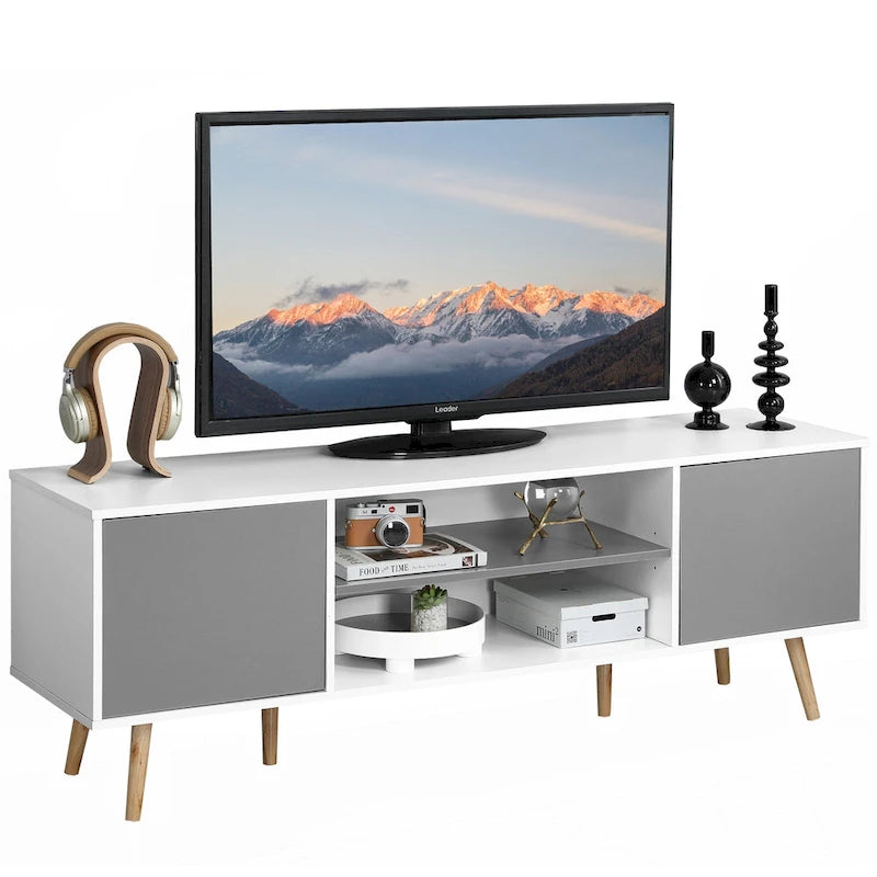 Supporto TV moderno AVAWING Mid-Century per televisori fino a 60 pollici con contenitore e ripiano aperto