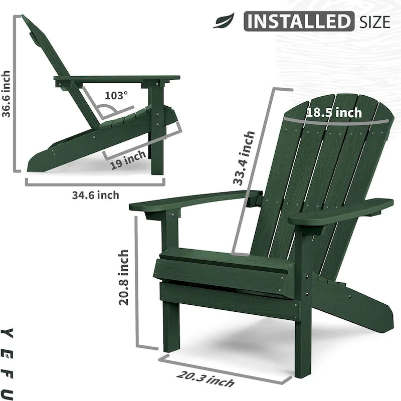 WINSOON Sedia Adirondack in plastica HIPS per esterni per tutte le stagioni