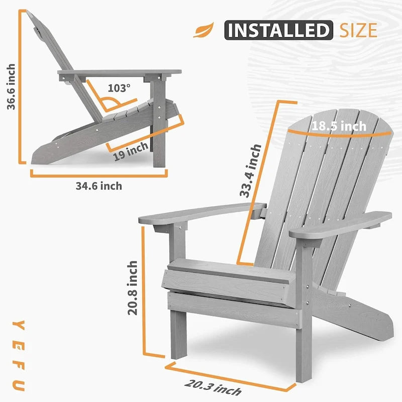 WINSOON Sedia Adirondack in plastica HIPS per esterni per tutte le stagioni
