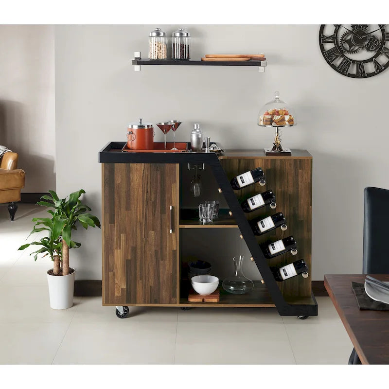 Mobile portabottiglie moderno a 6 ripiani Tern di Furniture of America