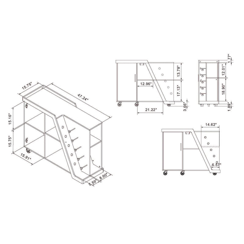 Mobile portabottiglie moderno a 6 ripiani Tern di Furniture of America
