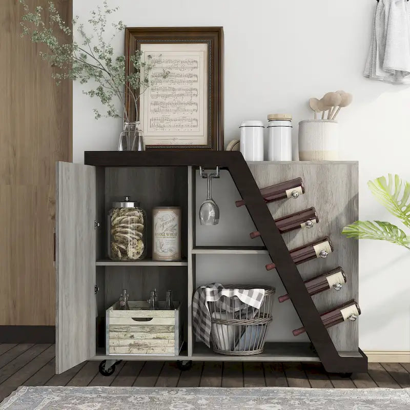 Mobile portabottiglie moderno a 6 ripiani Tern di Furniture of America