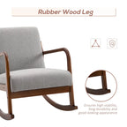 HOMCOM Sedia a Dondolo con Base Curva in Legno, Sedia a Dondolo in Tessuto con Seduta Imbottita per Casa Camera da Letto Salotto Relax