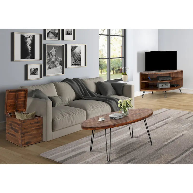 Tavolino da cocktail ovale Raffles 44 in legno