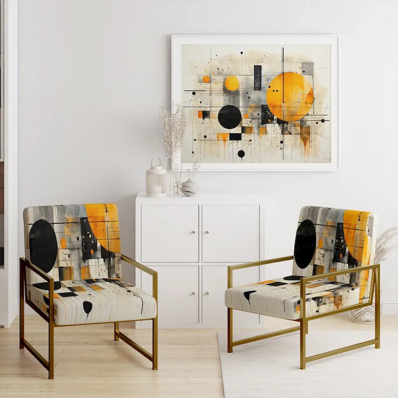 Designart Geometric Abstraction III Sedia accento imbottita con forme astratte e poltrona moderna e contemporanea
