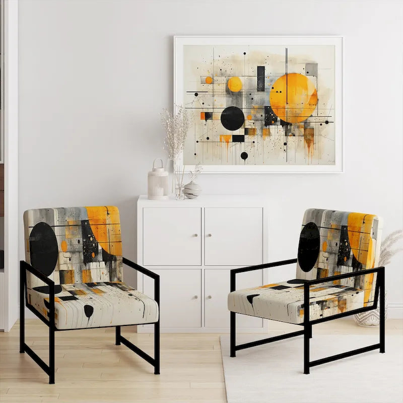 Designart Geometric Abstraction III Sedia accento imbottita con forme astratte e poltrona moderna e contemporanea