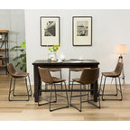 Set da pranzo Lotusville a 7 pezzi in legno nero, altezza bancone, di Roundhill Furniture