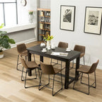 Set da pranzo Lotusville a 7 pezzi in legno nero, altezza bancone, di Roundhill Furniture